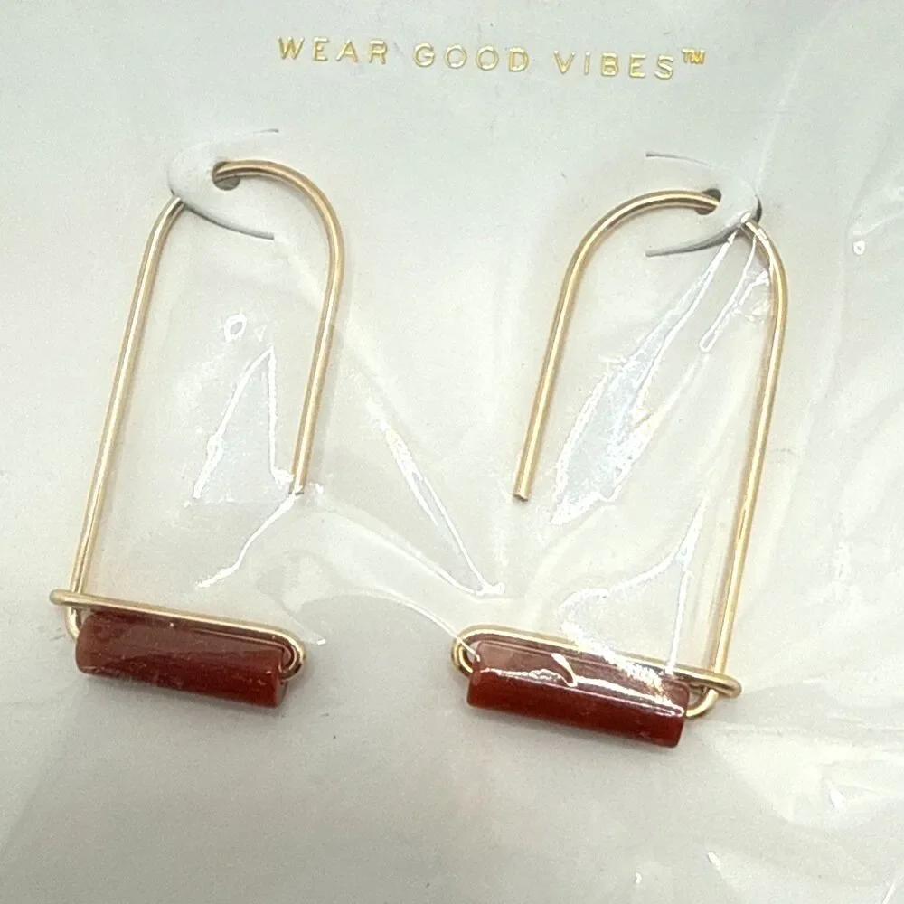 NEW Free People x JAXKELLY 18kt Gold Plated Carnelian Agate Bead Earrings NWT